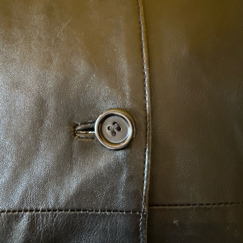 Women's Black Leather Coat - Picture 15 of 15